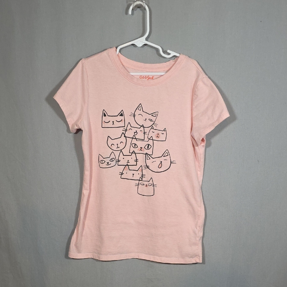 Cat & Jack Light Pink Cat Graphic Tee Girls Size L(10/12)